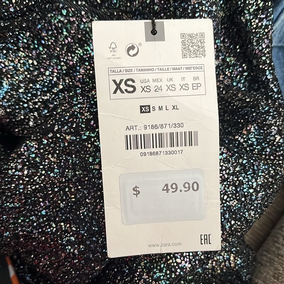 Zara bodycon cutout glittery black dress size XS - Picture 5 of 5